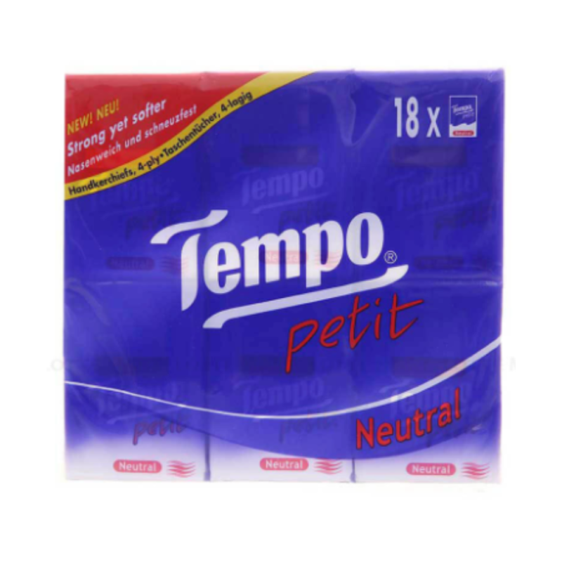 L-Tempo Petit 4겹 무향 포켓 티슈 18개입 (Lốc 18 Gói Khăn Giấy Bỏ Túi Tempo Petit 4 Lớp Không Mùi)