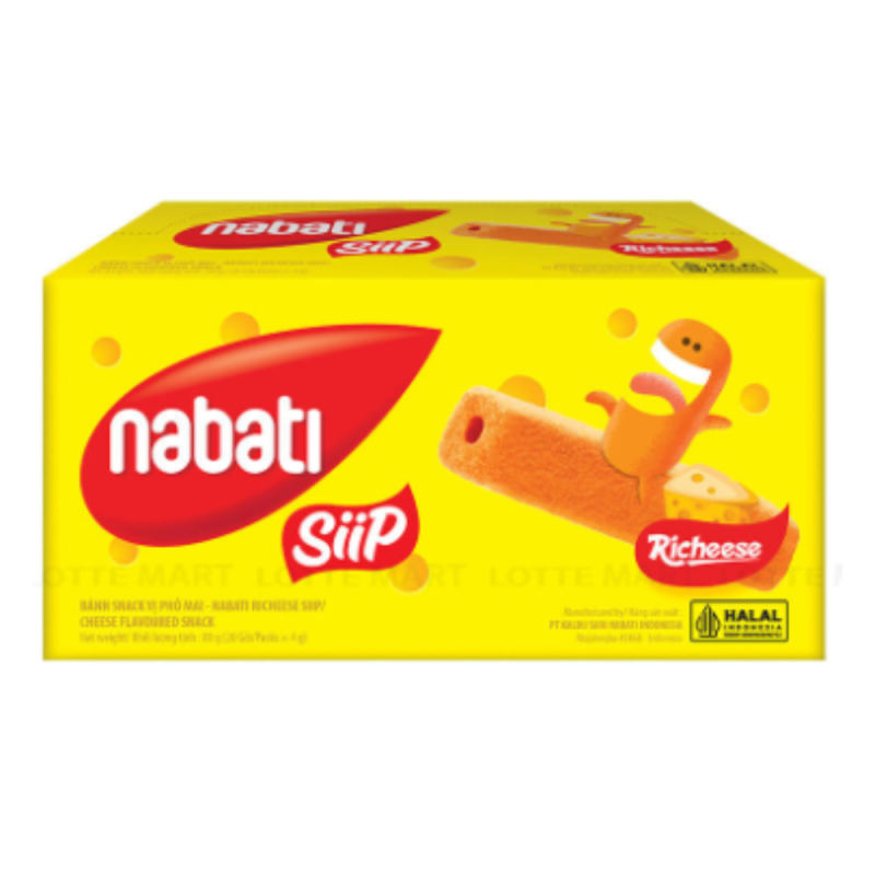L-나바티 시입 치즈맛 스낵 비스킷, 80g 박스 (Bánh Snack Nabati Siip Vị Phô Mai Hộp 80G)