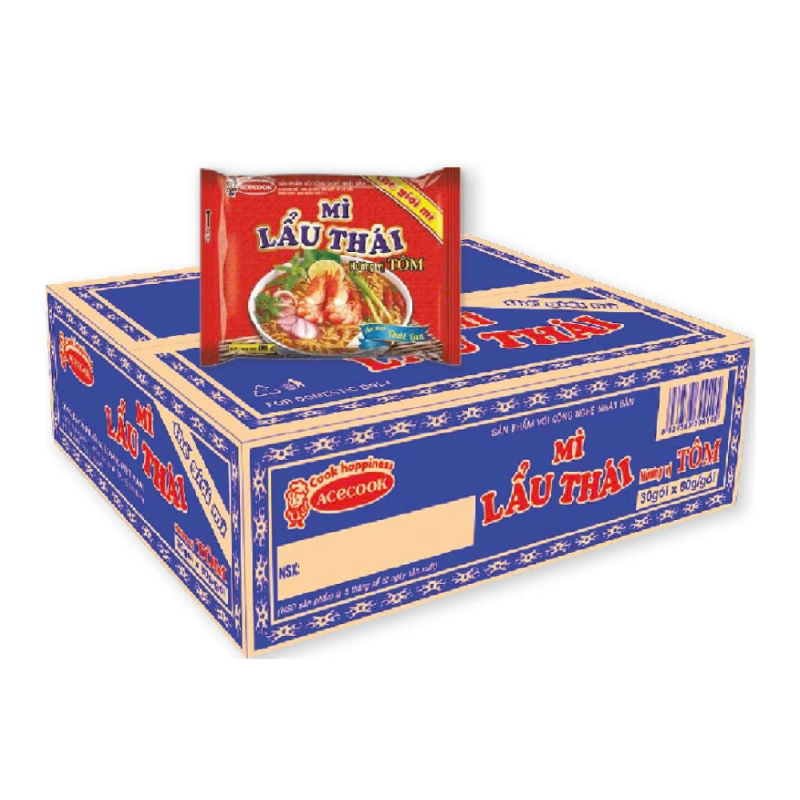 A-월드 타이 핫팟 누들 새우맛 누들 30개입 81g 패키지(Thùng 30 mì Lẩu Thái Thế Giới Mì vị tôm gói 81g)