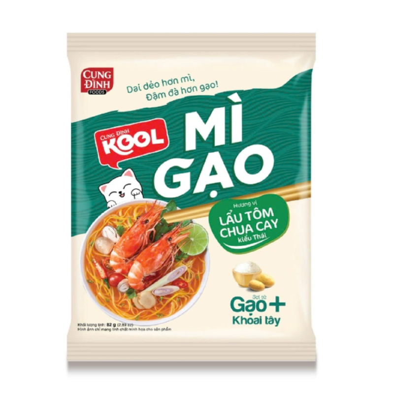 A-매콤새콤 새우 핫팟맛 쿨 쌀국수 82g(Mì gạo Kool vị lẩu tôm chua cay 82g)