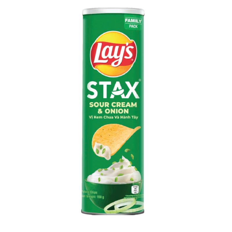 A-레이즈 스택스 감자 스낵 사워크림 앤 어니언 맛 155g(Snack khoai tây Lay’s Stax vị kem chua hành 155g)