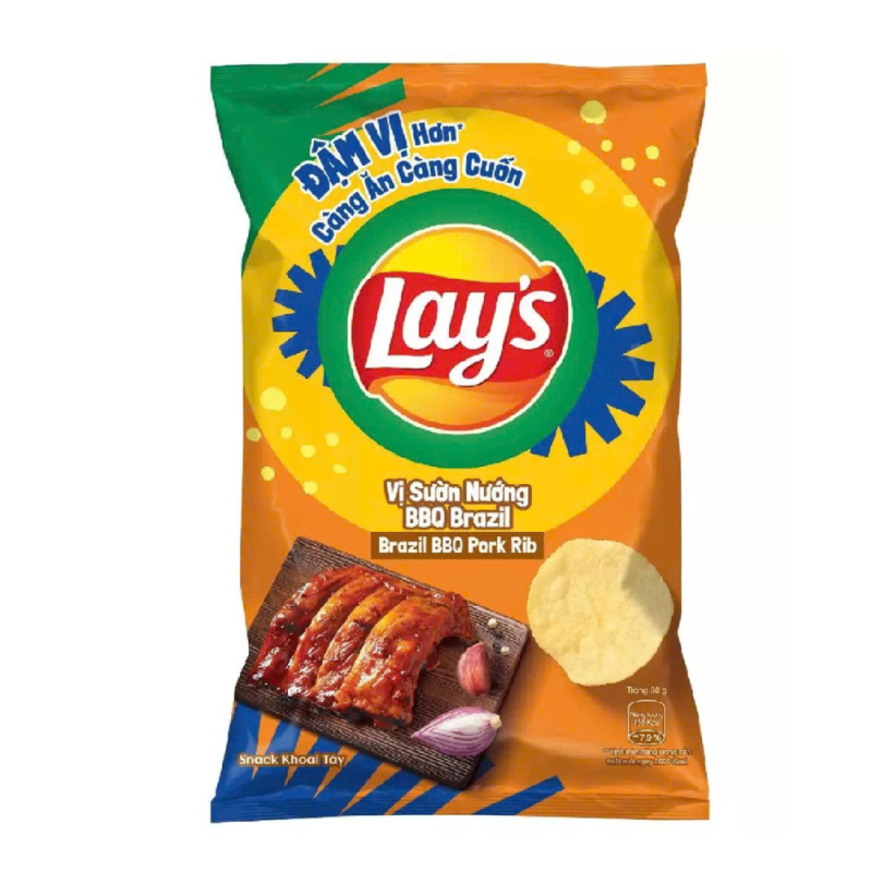 A-레이즈 감자 스낵 브라질리언 바비큐 립 맛 90g(Snack khoai tây Lay’s vị sườn nướng BBQ Brazil 90g)