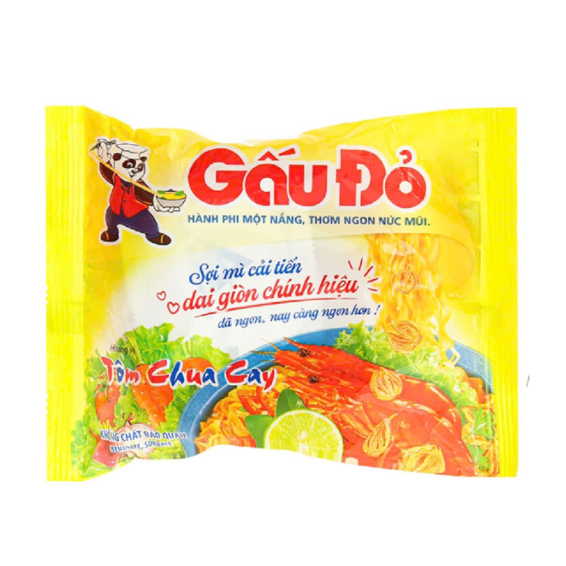 A-레드베어 매운새우면 63g(Mì Gấu Đỏ tôm chua cay gói 63g)