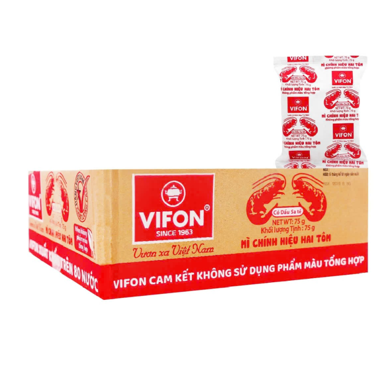 A-비폰 하이톰 75g 종이 국수 30개입 박스(Thùng 30 mì giấy Vifon Hai Tôm 75g)