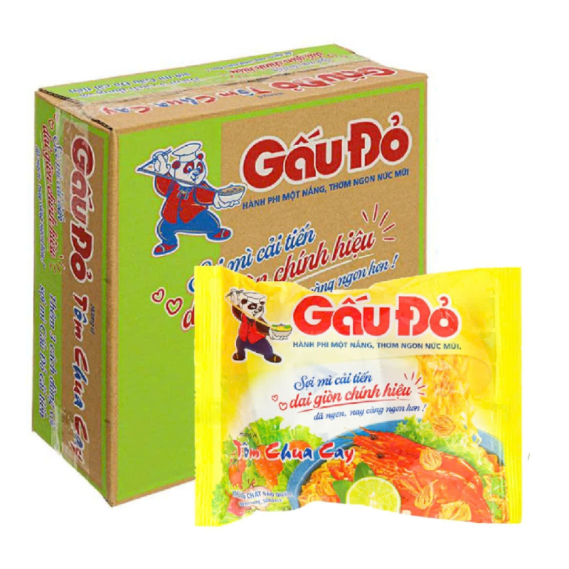 A-레드베어 매운새우면 30개입 63g(Thùng 30 mì Gấu Đỏ tôm chua cay 63g)