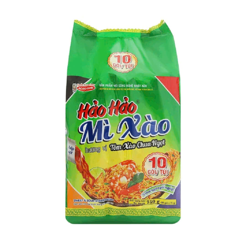 A-하오하오 새콤달콤 새우볶음면 10개입 75g 패키지(Lô 10 mì xào Hảo Hảo tôm xào chua ngọt gói 75g)
