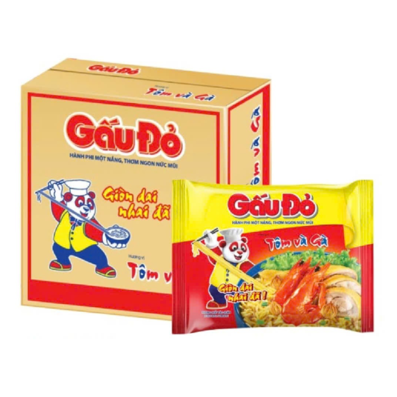 A-새우와 튀긴 양파 닭고기를 넣은 레드베어 국수 30개입 63g(Thùng 30 mì Gấu Đỏ tôm và gà hành phi 63g)