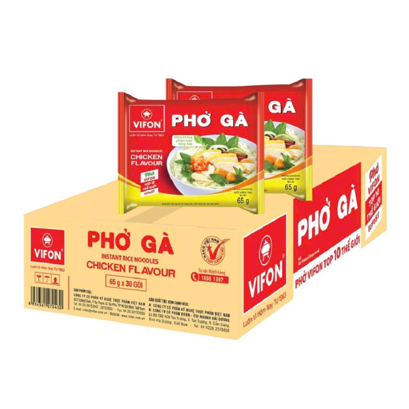 A-비폰 인스턴트 치킨포 65g 30개입 박스(Thùng 30 phở gà ăn liền Vifon 65g)