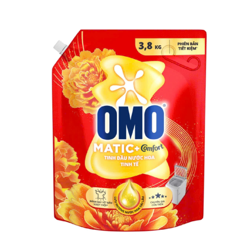 A-향기로운 에센셜 오일이 함유된 OMO Matic "상단 로드" 세탁 세제 3.8kg (Nước giặt OMO Matic "Cửa trên" tinh dầu thơm 3.8kg)
