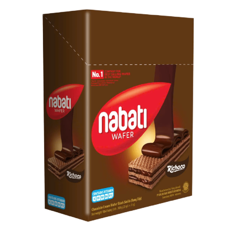 A-나바티 리초코 초콜릿 웨이퍼 비스킷, 15g씩 20팩 (Bánh xốp Nabati Richoco socola 20 gói x 15g)
