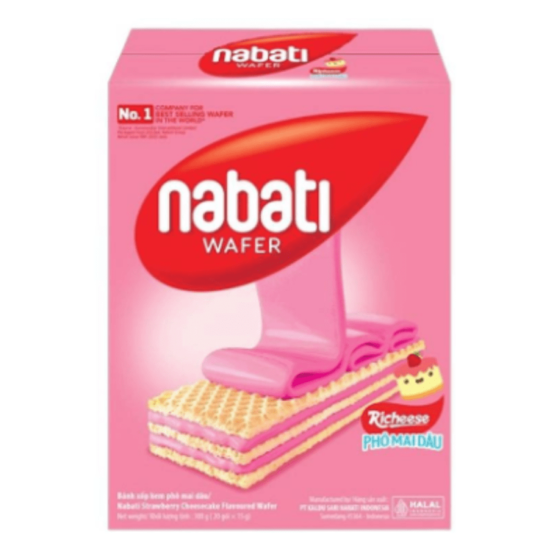 L-나바티 크림치즈 딸기 웨이퍼 비스킷, 300g 상자 (Bánh Xốp Nabati Kem Phô Mai Dâu Hộp 300G)