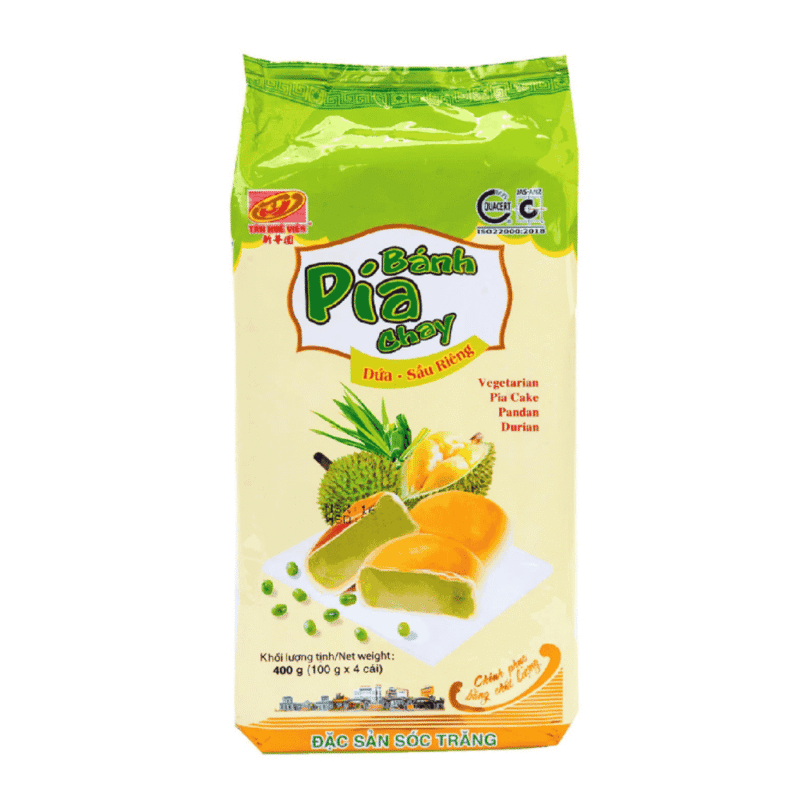 A-Tan Hue Vien 채식 판단 잎 피아 케이크 400g (Bánh pía chay lá dứa Tân Huê Viên 400g)