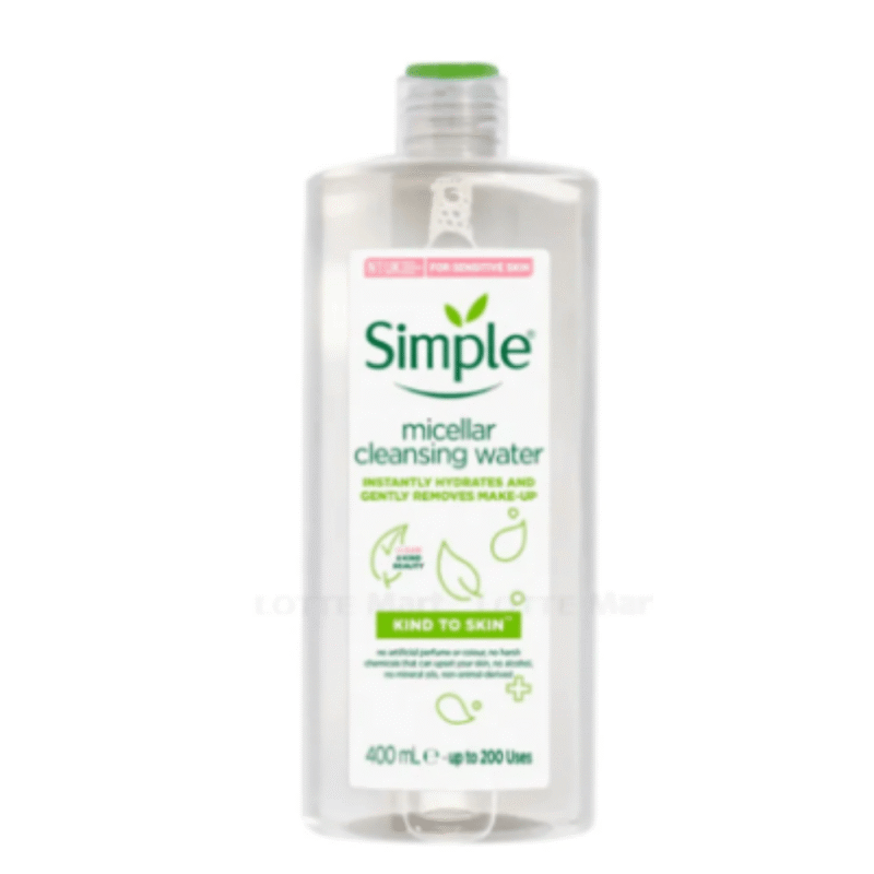 L-심플 카인드 투 스킨 미셀라 클렌징 워터 400ML (Nước Tẩy Trang Simple Micellar Cấp Ẩm Tức Thì Chai 400ml)