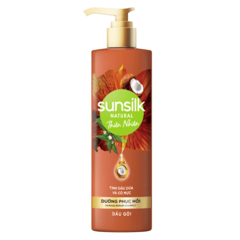 A-선실크 내추럴 데미지 리페어 샴푸, 380ml 병 (Dầu gội Sunsilk thiên nhiên phục hồi hư tổn chai 380ml)