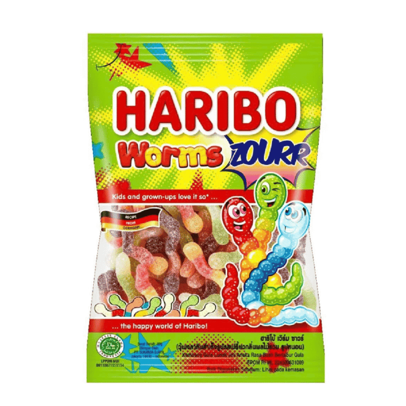 A-하리보 웜즈 주르 구미 캔디 80g (Kẹo dẻo Haribo Worms Zourr 80g)