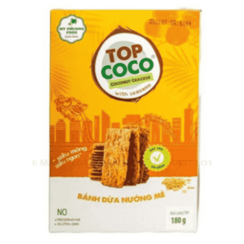 L-Topcoco 참깨맛 코코넛 크래커 180G (Bánh Dừa Nướng Topcoco Vị Mè Túi 180G)