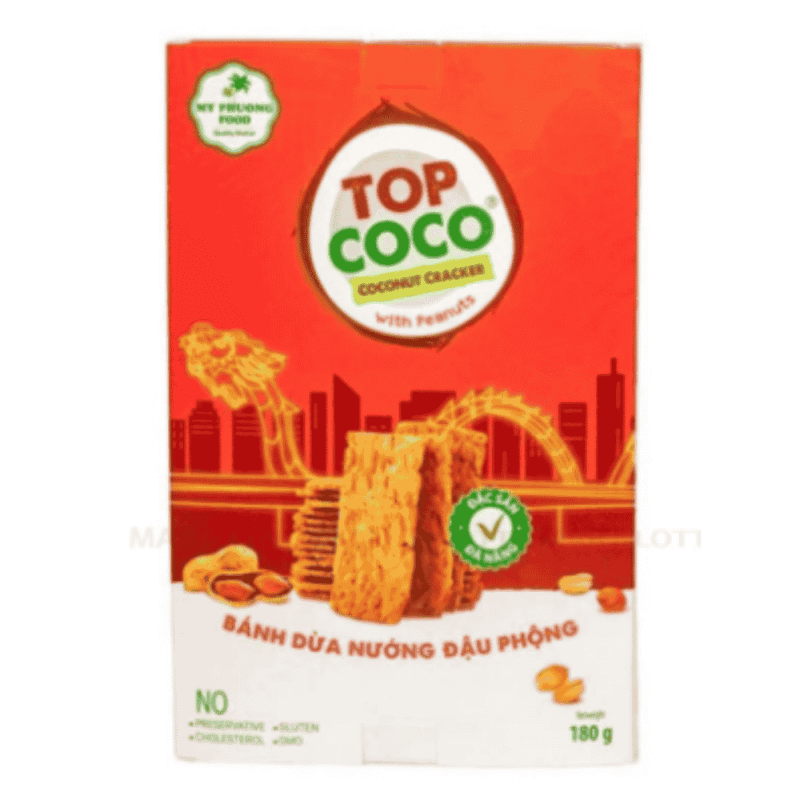 L-Topcoco 땅콩맛 코코넛 크래커 180G (Bánh Dừa Nướng Topcoco Vị Đậu Phộng Túi 180G)