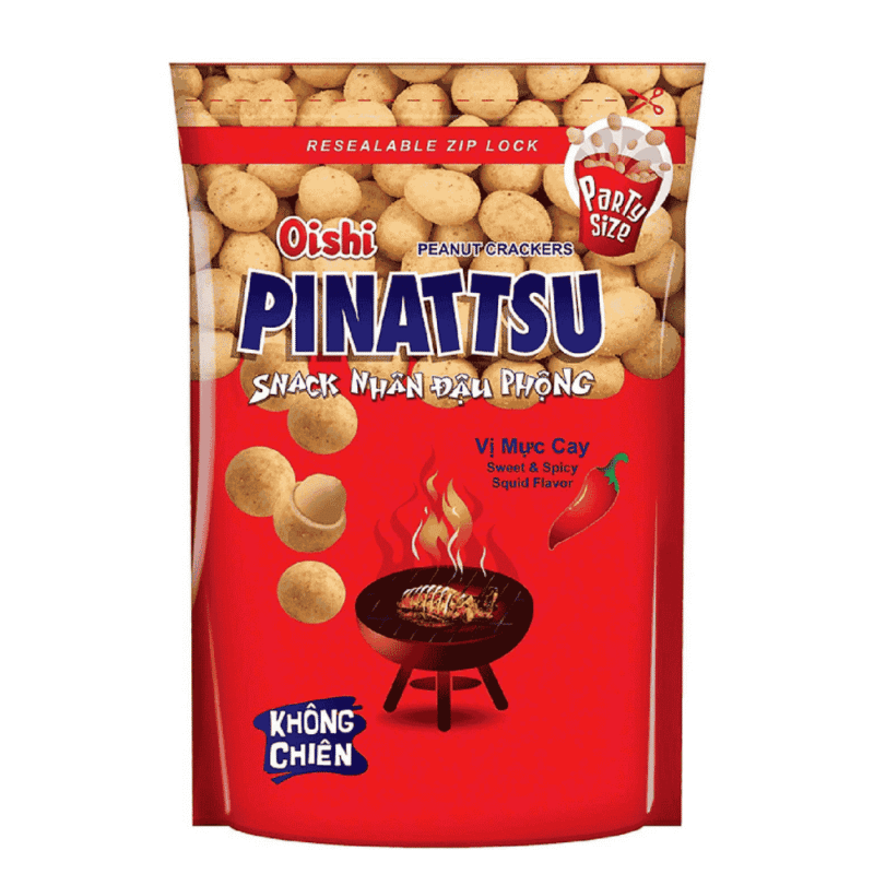 A-오이시 피낫츠 매운 오징어맛 땅콩 80g (Đậu phộng Oishi Pinattsu vị mực cay 80g)