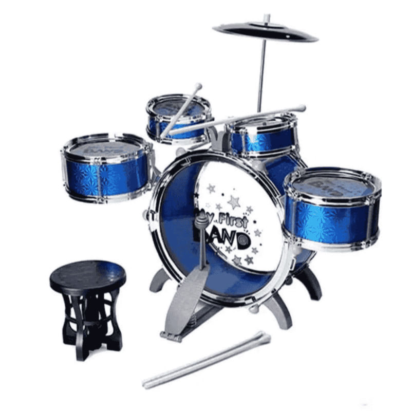 K-아기용 장난감 드럼, 의자가 있는 드럼 장난감 (커다란 파란색 드럼) (Trống đồ chơi cho bé, đồ chơi đánh trống kèm ghế (Trống lớn xanh))