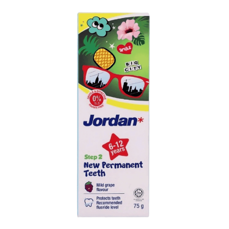 A-조던 어린이용 포도맛 치약 6-12T 75g (Kem đánh răng trẻ em Jordan nho  6-12T 75g)