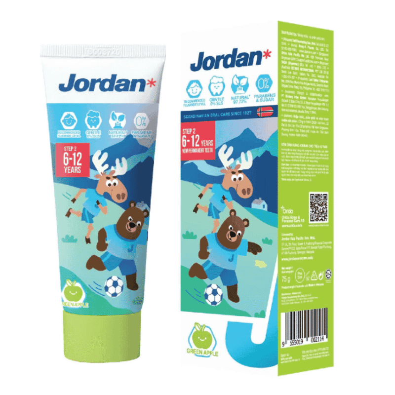 A-조던 사과맛 어린이 치약 (6~12세용, 75g) (Kem đánh răng trẻ em 6-12 tuổi Jordan hương táo  75g)