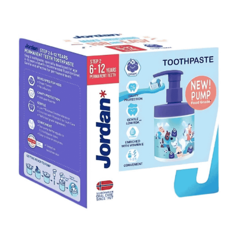 A-조던 어린이용 치약 (6~12세용), 포도맛, 188g (Kem đánh răng trẻ em 6-12 tuổi Jordan hương nho  188g)