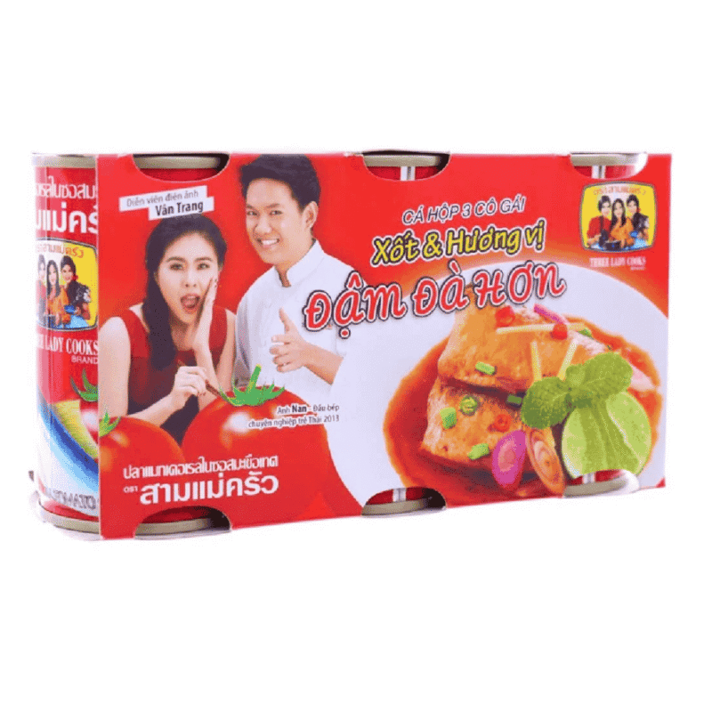 A-3 Girls 브랜드 토마토 소스 고등어 통조림 3개 세트 (각 155g) (Lô 3 hộp cá nục sốt cà 3 cô gái 155g)