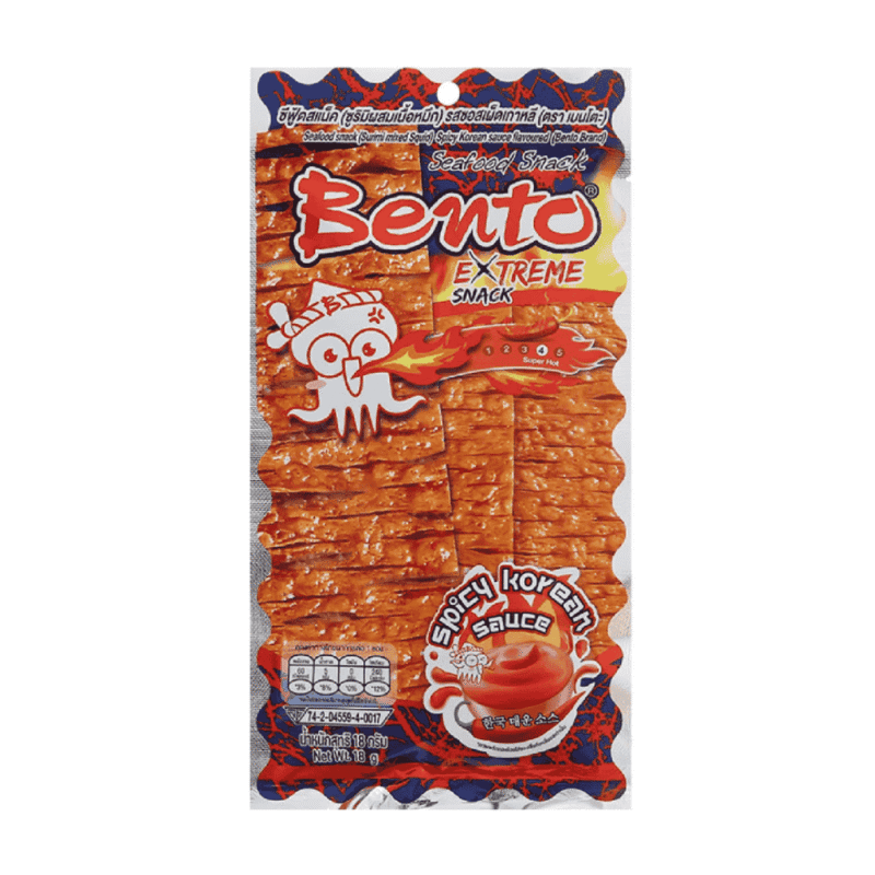 A-한국식 매운 소스를 곁들인 오징어 도시락 (18g) (Snack mực Bento vị sốt cay Hàn Quốc gói 18g)