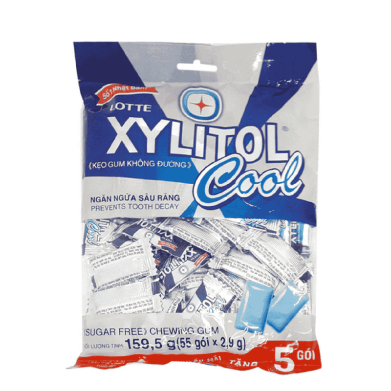 A-롯데 자일리톨 쿨 츄잉껌, 159.5g (Kẹo gum Lotte Xylitol Cool gói 159.5g)