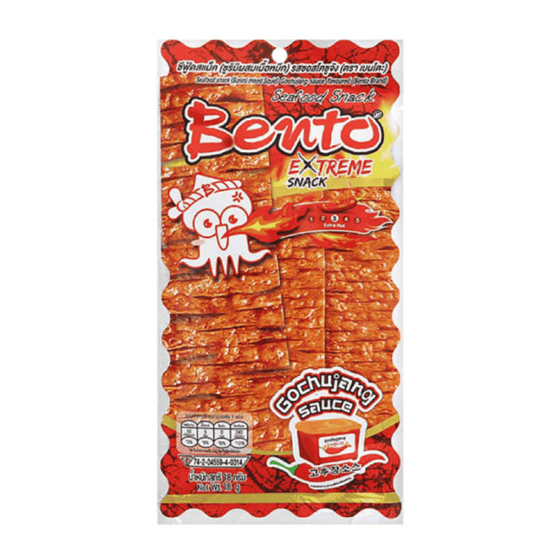 A-오징어 도시락 스낵 (고추장 소스 포함), 18g (Snack mực Bento vị sốt Gochujang gói 18g)