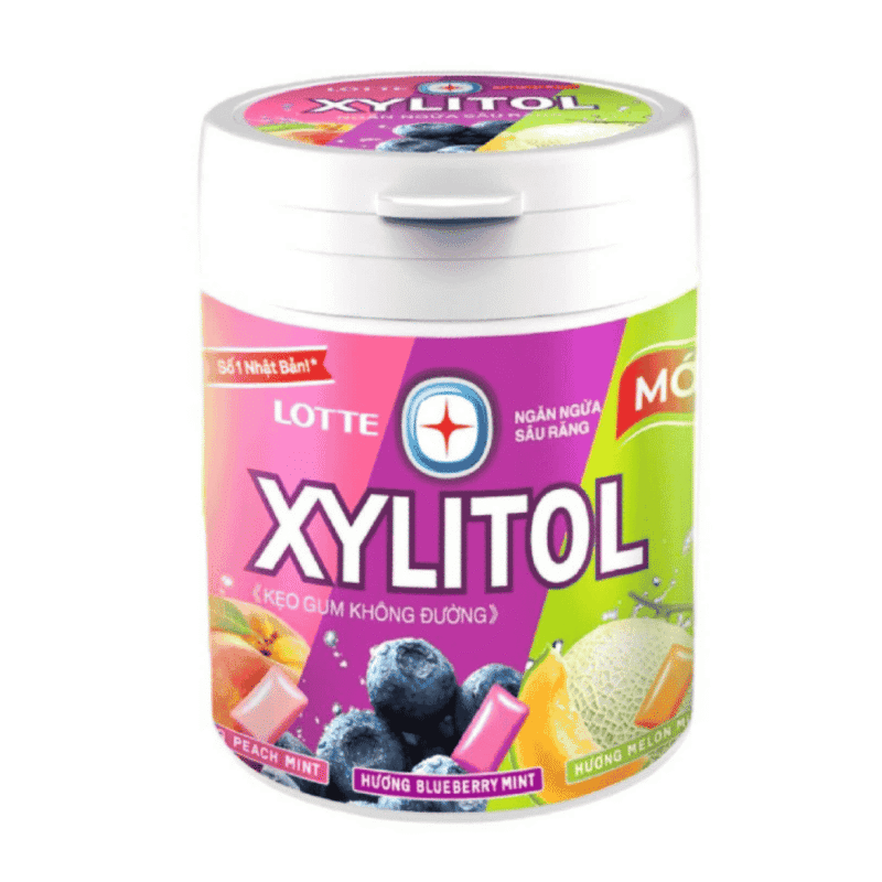 A-롯데 자일리톨 과일맛 츄잉껌, 130.5g 병 (Kẹo gum Lotte Xylitol hương trái cây hũ 130.5g)