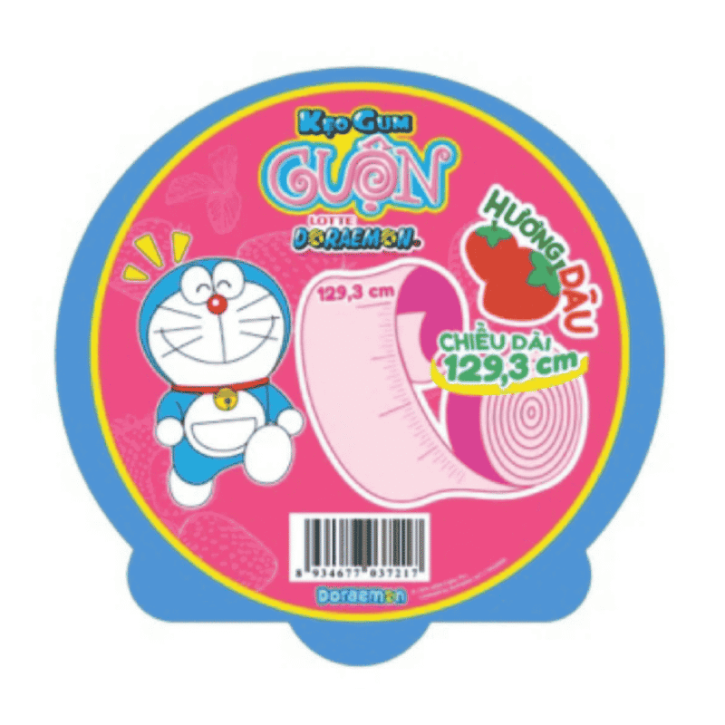 A-도라에몽 딸기맛 롤드 껌 56g (Kẹo gum cuộn Doraemon hương dâu 56g)