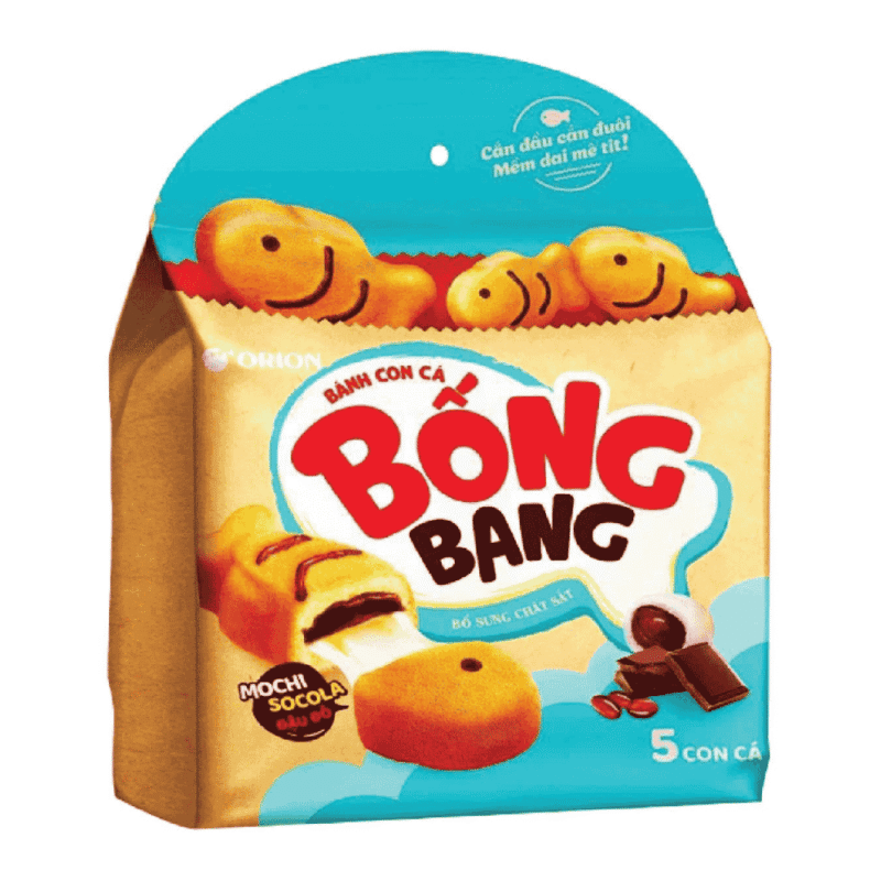 A-오리온 물고기 모양 모찌 초콜릿 팥 케이크 145g (Bánh con cá Orion Bống bang mochi socola đậu đỏ 145g)