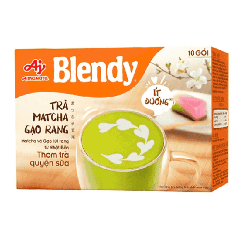 A-블렌디 말차 로스티드 라이스 밀크티, 저당, 16g 10개입 ( Trà sữa Blendy Matcha gạo rang ít đường 10 gói x 16g)