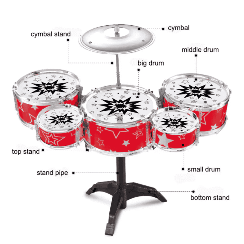 K-아기용 장난감 드럼, 의자가 포함된 드럼 세트 (작은 오렌지색 드럼) (Trống đồ chơi cho bé, đồ chơi đánh trống kèm ghế (Trống nhỏ cam))