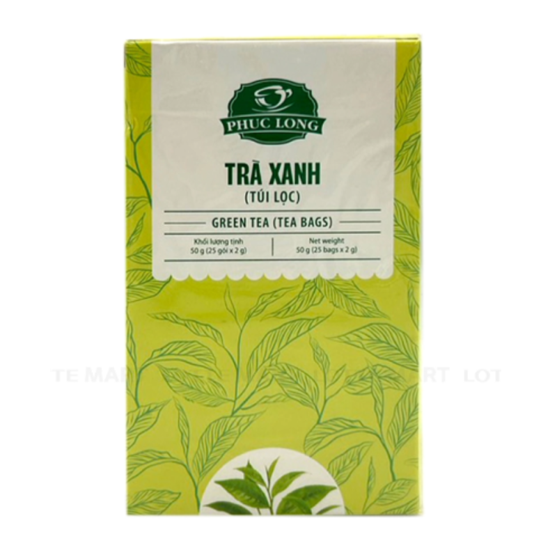 L-푹롱 티백 녹차 2Gx25개입 (Trà Xanh Túi Lọc Phúc Long 2g x Hộp 25 Gói)
