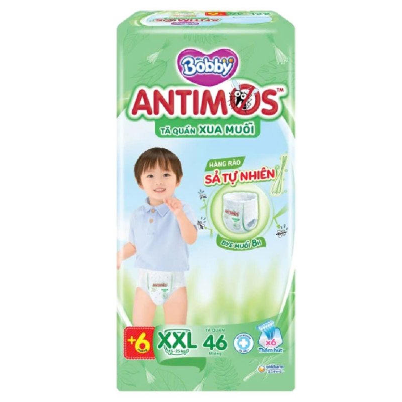 A-Bobby Antimos 모기 퇴치 기저귀 46개 size XXL (Tả quần Bobby Antimos xua muỗi size XXL 46 miếng)