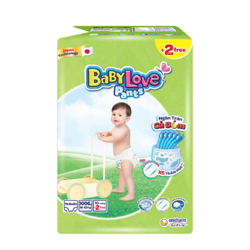 A-BabyLove 기저귀 팬츠 3XL 사이즈 33개 (Tả quần BabyLove size 3XL 33 MIẾNG)