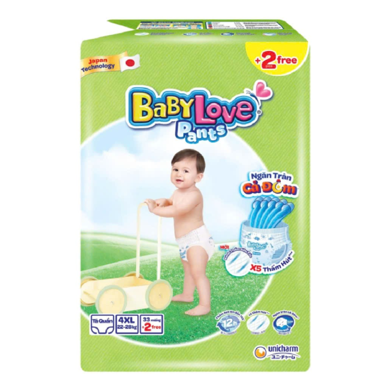 A-BabyLove 기저귀 팬츠 4XL 사이즈 33개(Tả quần BabyLove size 4XL 33 MIẾNG)