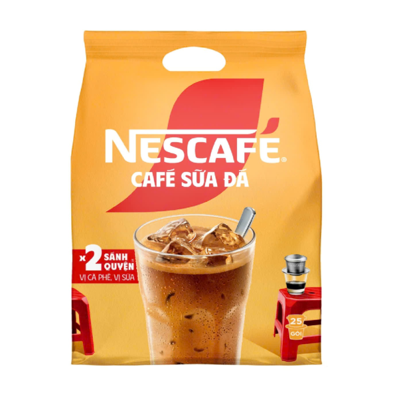 A-Nescafe 3 in 1 아이스 밀크 커피 25팩 x 24g (Cà phê Nescafe sữa đá 3in1 bịch 25 gói x 24g)