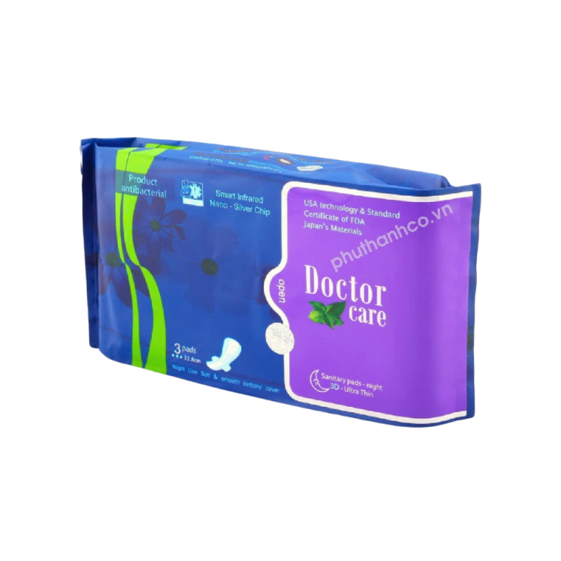 A-Doctor Care 밤용 생리대 33.8cm 3매 (Băng vệ sinh Doctor Care ban đêm 33.8cm 3 miếng)