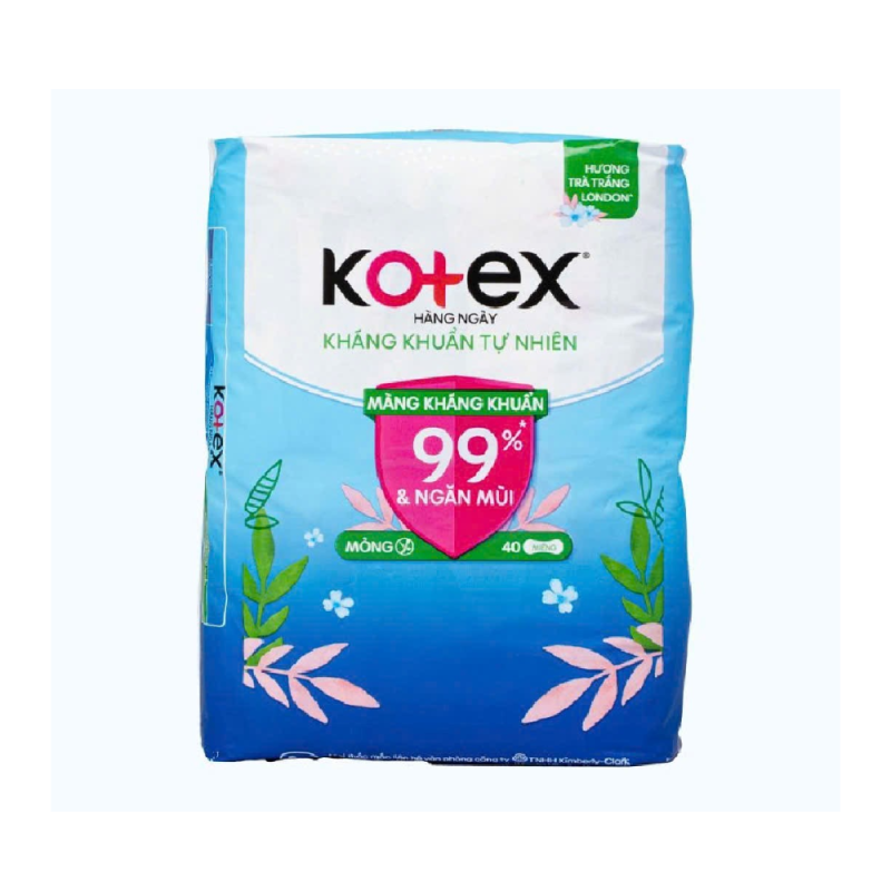 A-KOTEX 항균 데일리 생리대 40매 (Băng vệ sinh Kotex hàng ngày kháng khuẩn 40 miếng)