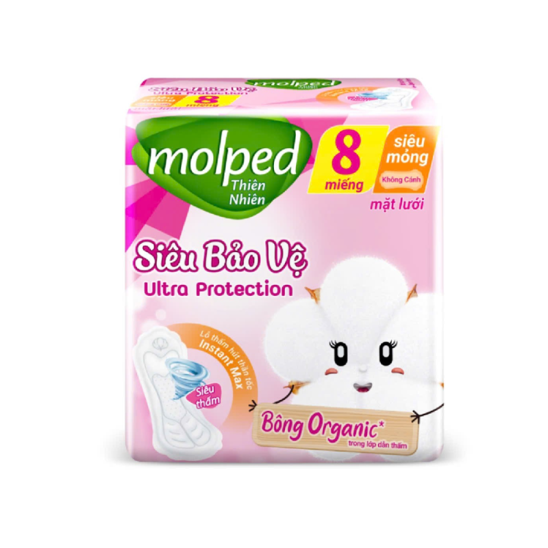 A-molped 슈퍼 프로텍티브 윙리스 생리대 23cm 8개입 (Băng vệ sinh Molped siêu bảo vệ không cánh 23cm 8 miếng)
