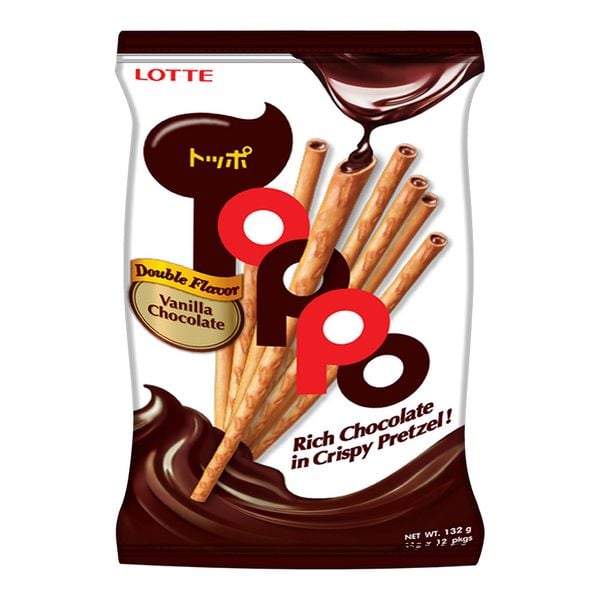 A - Toppo 초콜릿 바닐라맛 132G (Bánh Toppo nhân socola hương vani gói 132G)