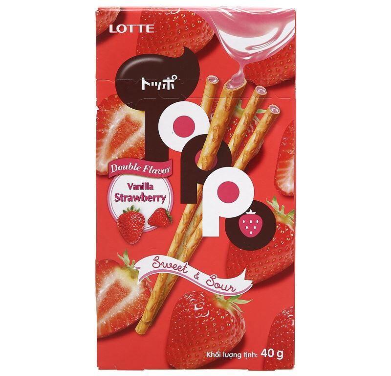 A - Toppo 딸기맛 40G (Bánh Toppo nhân kem dâu 40G)